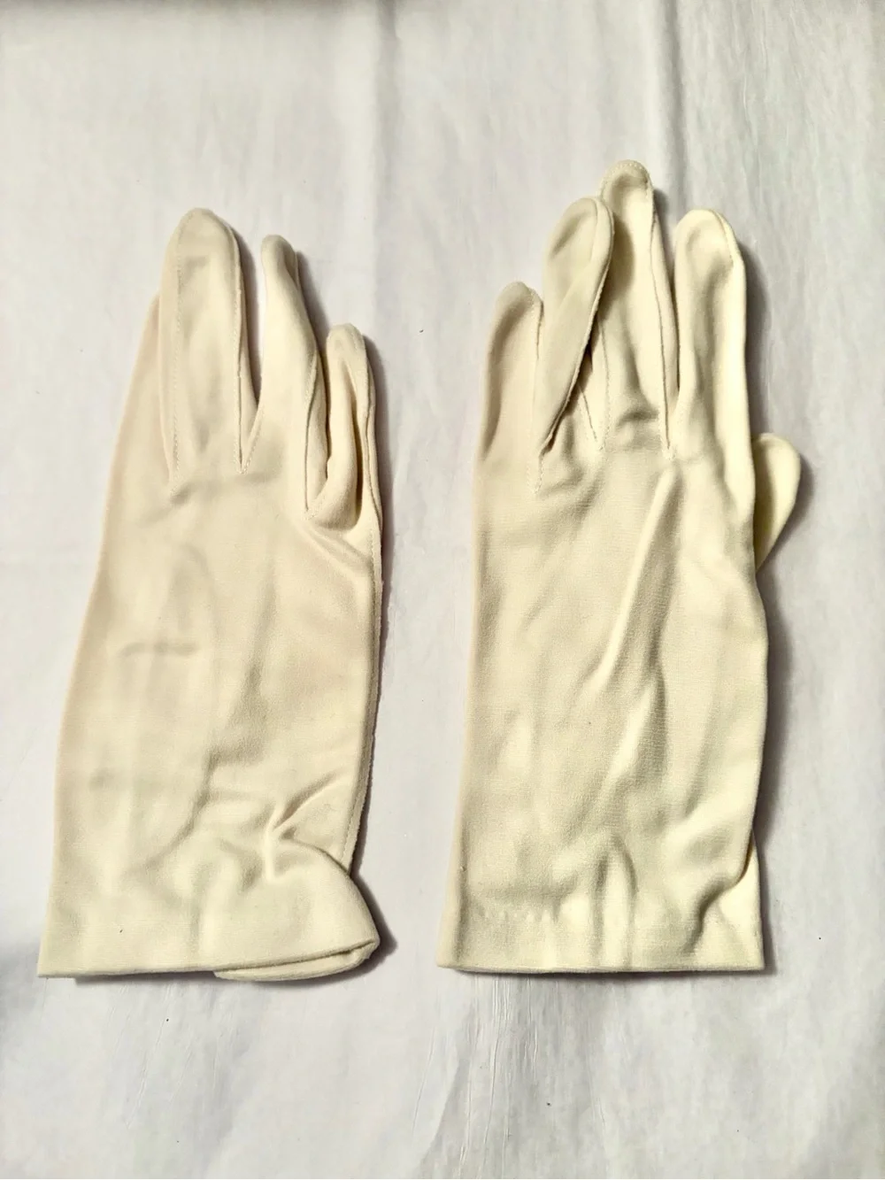 Vintage 1950s Hansen Complexion Cream Ivory Pearl Button Dress Gloves Bridal 7
